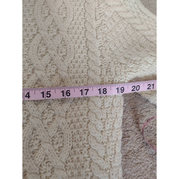 Paul James 100% Wool Aran Cableknit Collared Sweater Made in England - Picture 8 of 10